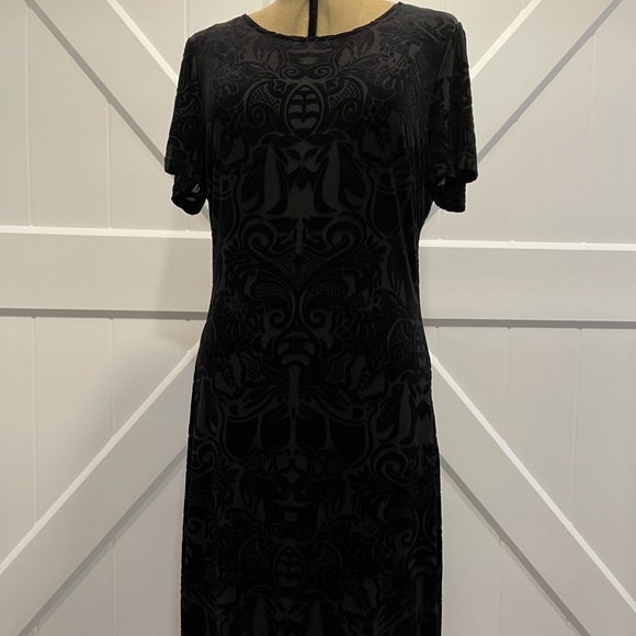 NWT brocade cut velvet midnight blue short sleeve - Picture 8 of 12